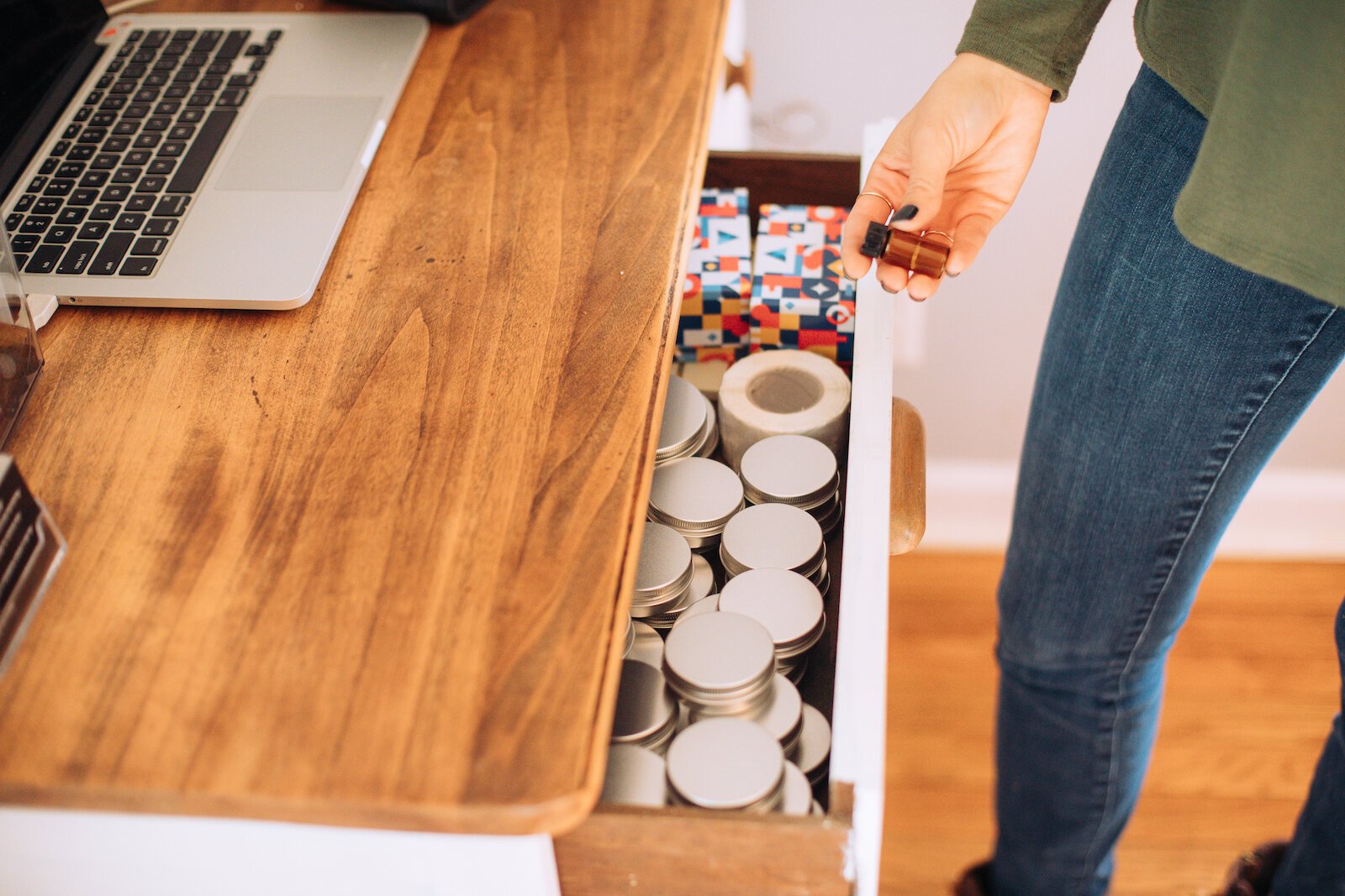 A workspace in Raelyn Bever's home, where she creates keepsakes for Still Remains Jewelry.