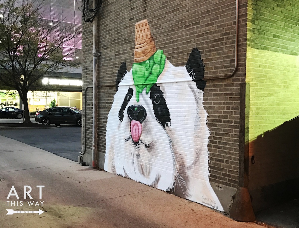 A panda on the Star Financial Bank at 127 W. Berry St. was painted by artist Tammy Davis.