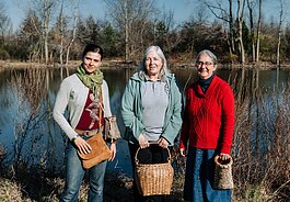 From right are Diane Hunter, Dani Tippmann, and Claudia Hedeen all of the Miami Tribe of Oklahoma during a foraging session on Miami tribal property in Fort Wayne.