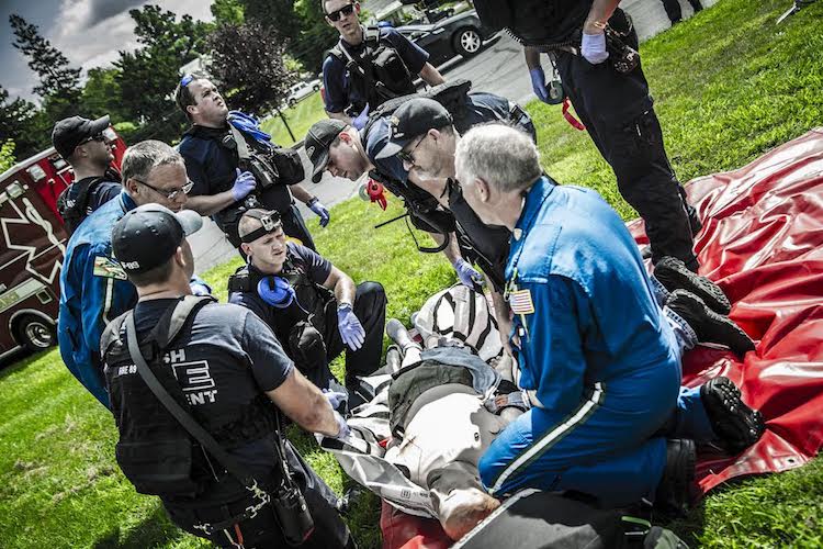 Emergency responders practice treatments on high-fidelity patient simulators, or manikins, supplied by the Parkview Advanced Medical Simulation Lab.