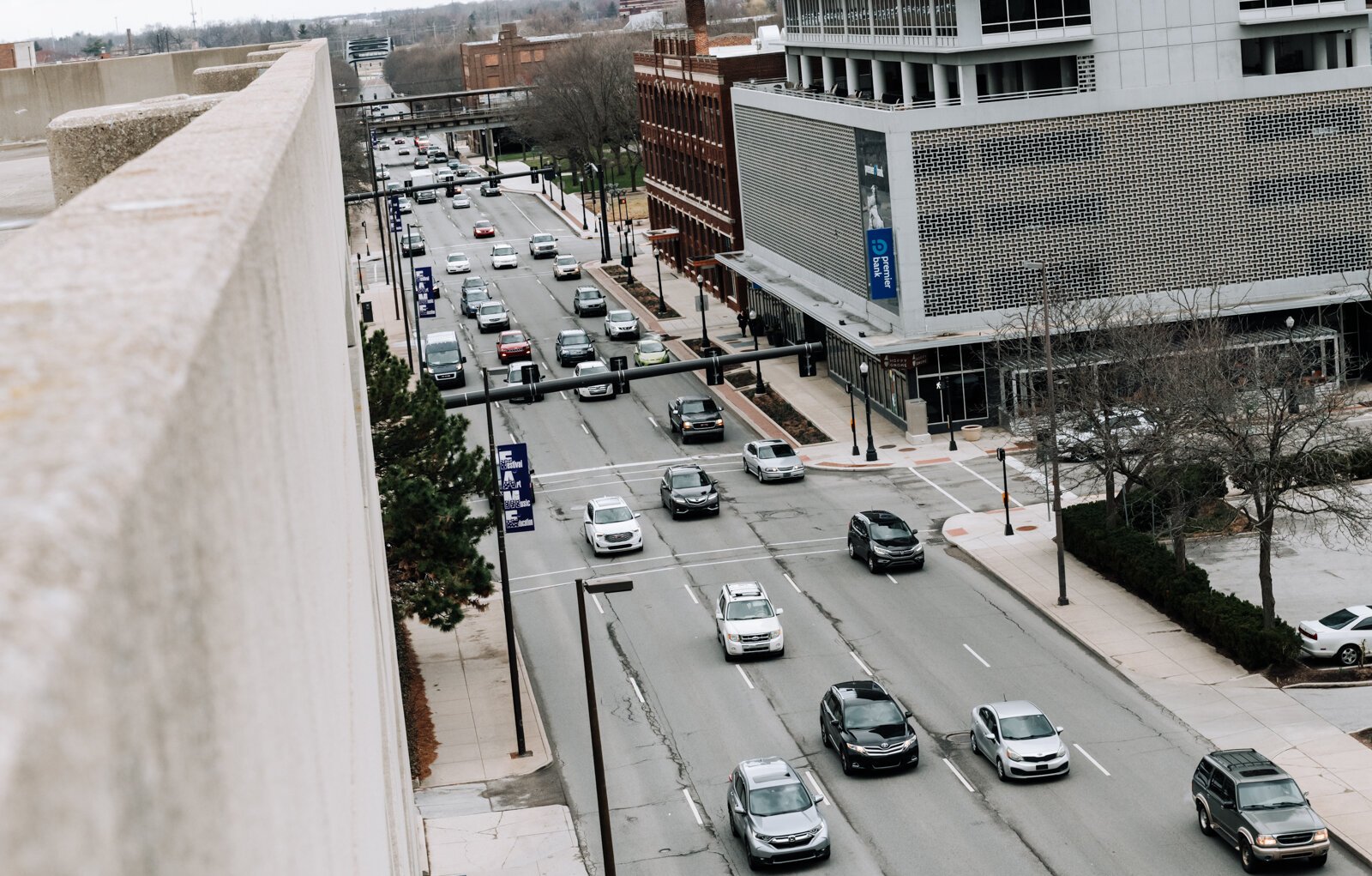 Clinton St. from the top of the Town Center parking garage at the corner of Clinton and E. Wayne St.