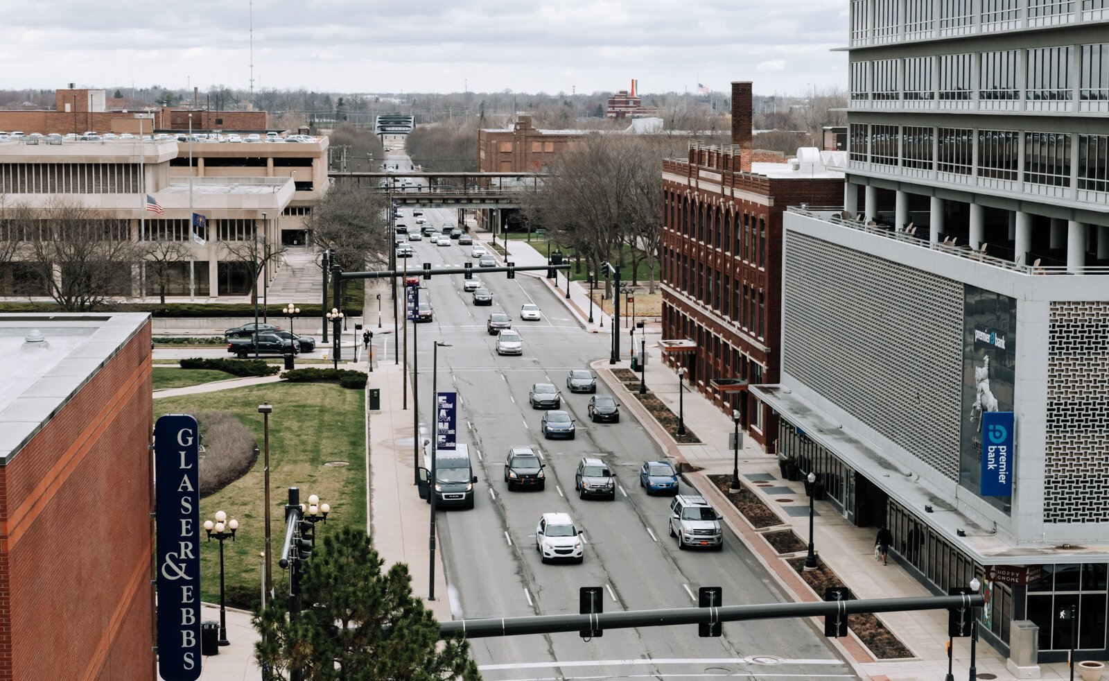 Clinton St. from the top of the Town Center parking garage at the corner of Clinton and E. Wayne St.