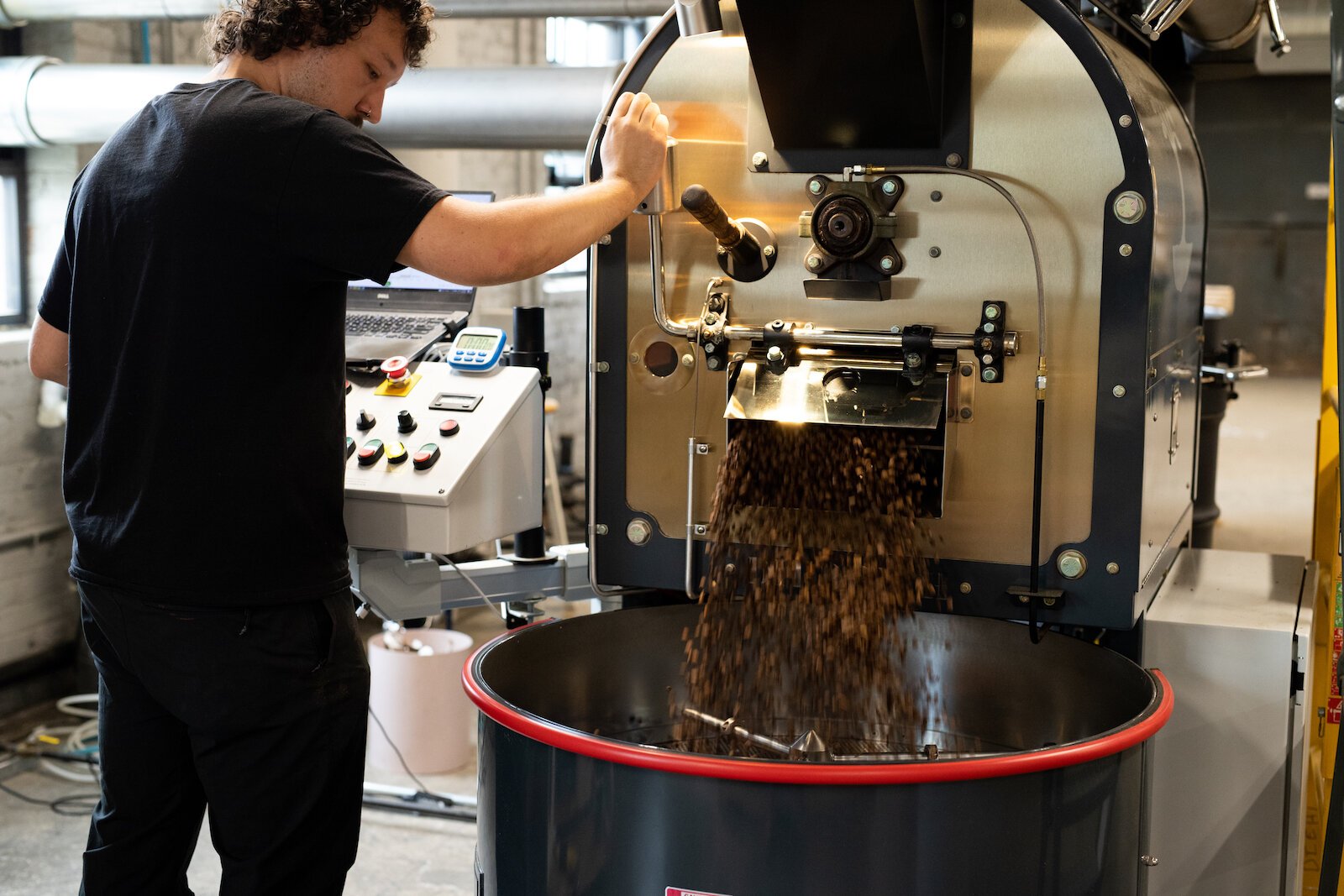 Nick Brehany does 90 percent of Utopian Coffee's roasting.