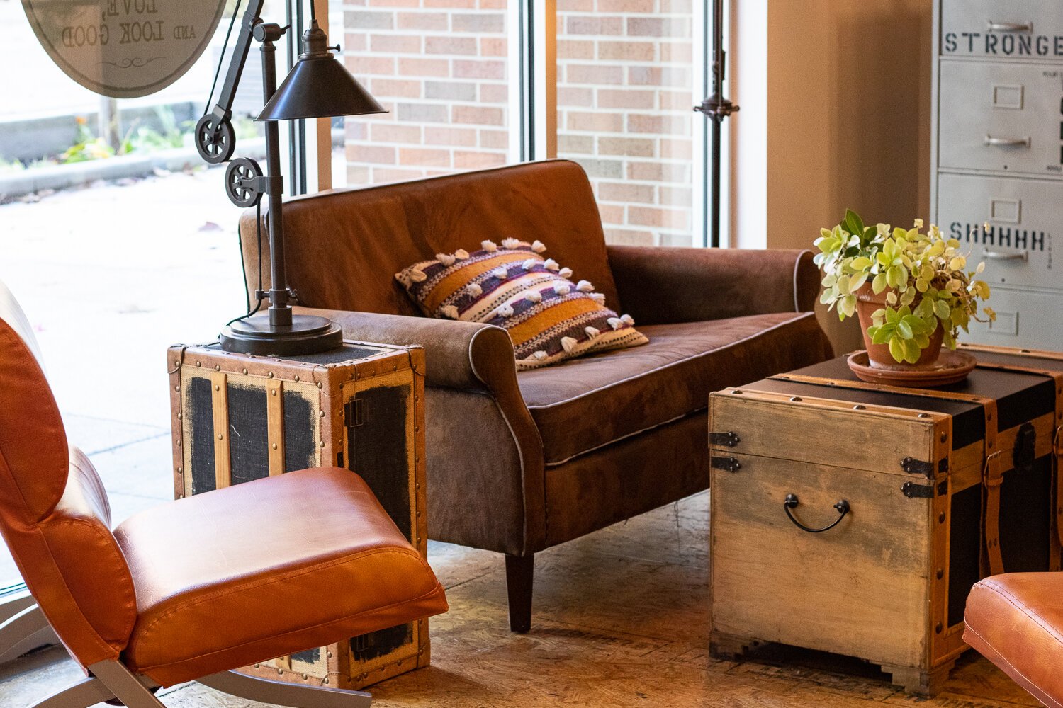 The seating area inside The Urban Hippie's new location on The Landing.