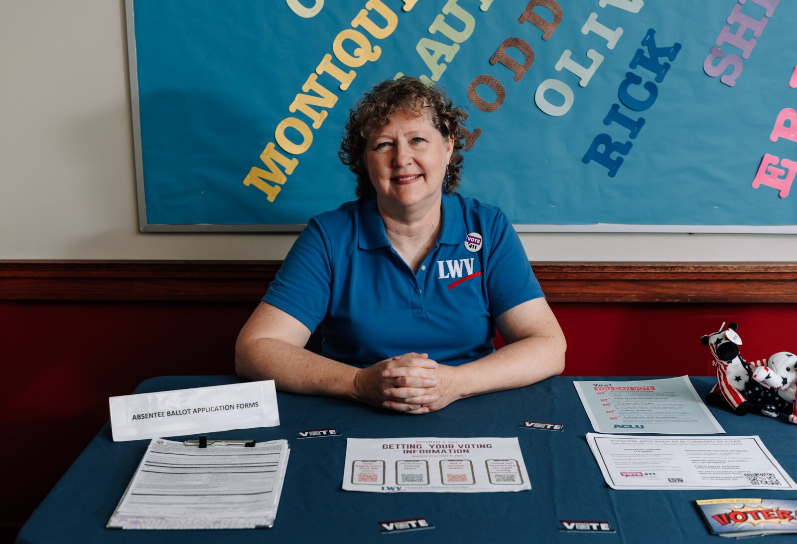 Betsy Kachmar, Co-President of League of Women Voters of Fort Wayne at the Allen County Public Library Tecumseh branch on October 17, 2022. 