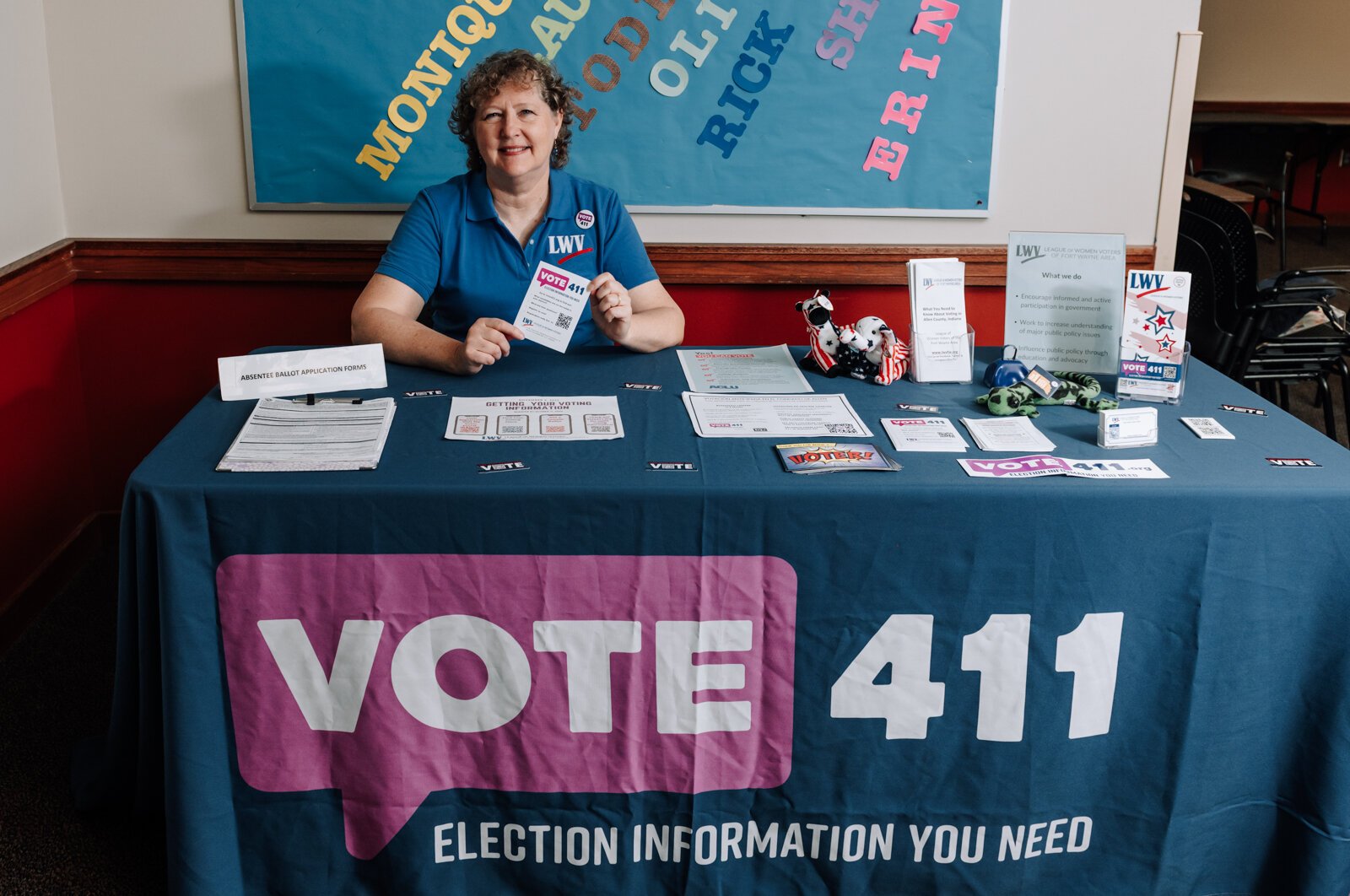 Betsy Kachmar, Co-President of League of Women Voters of Fort Wayne at the Allen County Public Library Tecumseh branch on October 17, 2022. 