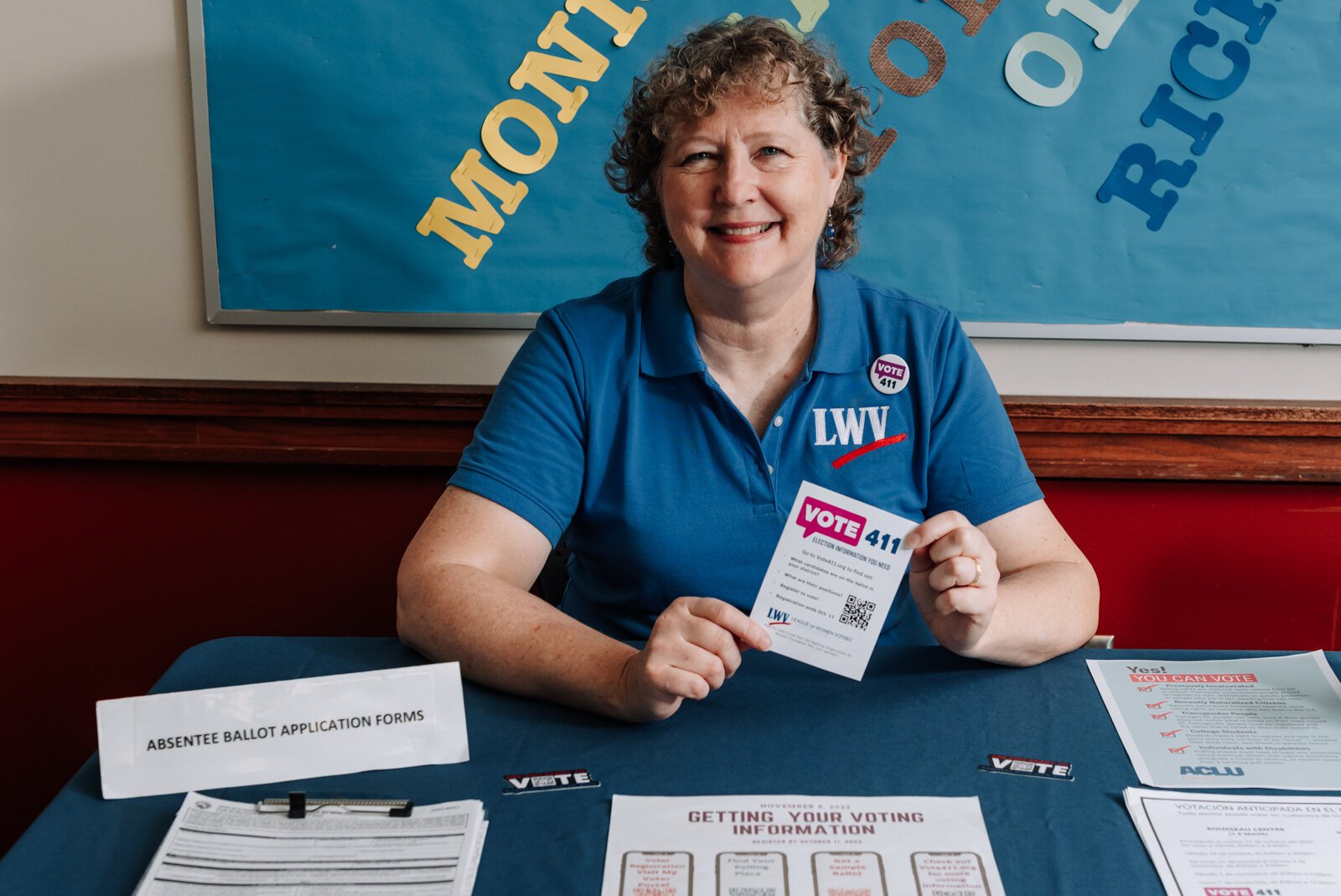 Betsy Kachmar, Co-President of League of Women Voters of Fort Wayne at the Allen County Public Library Tecumseh branch on October 17, 2022. 