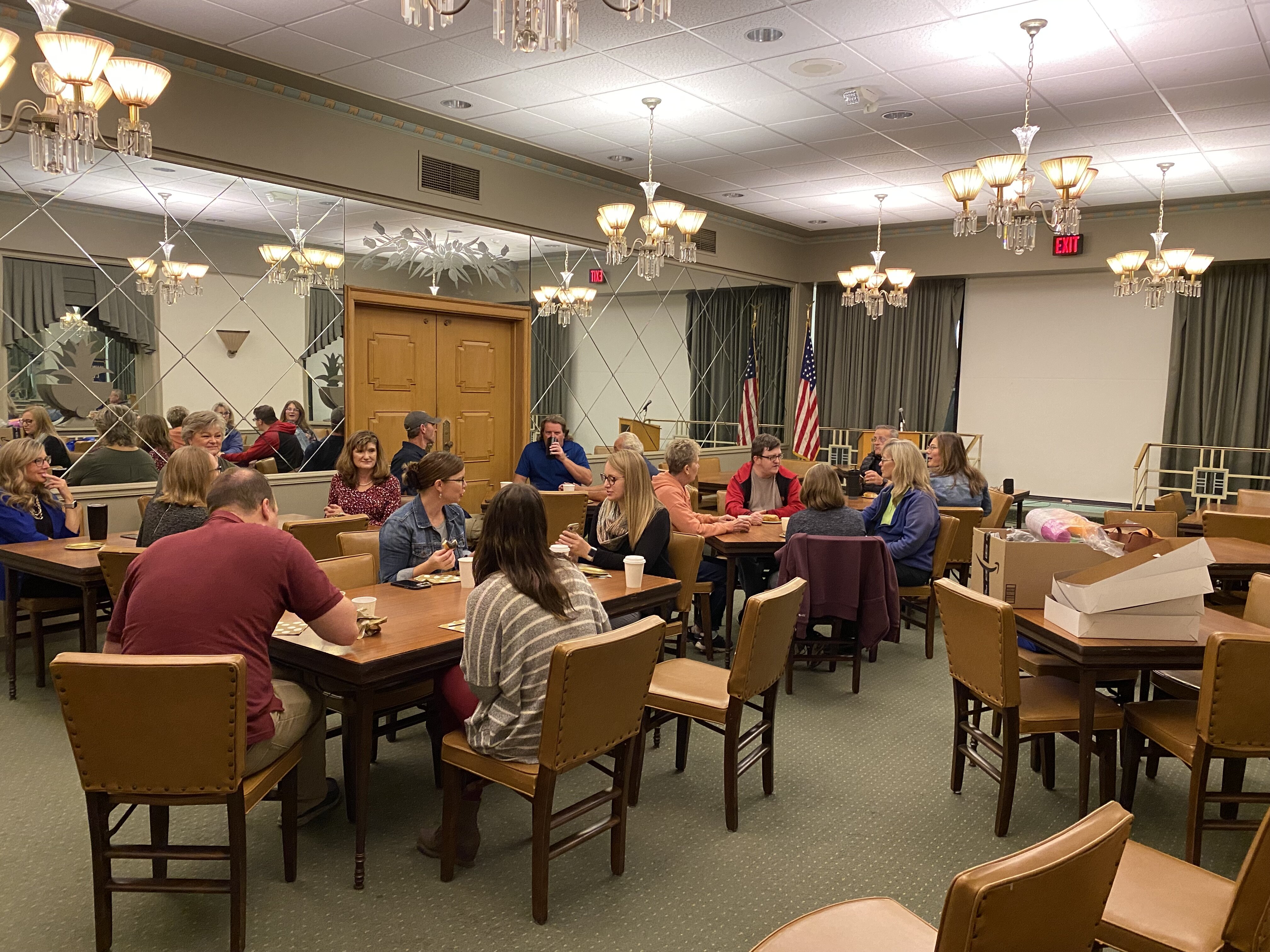 Honeywell team members gather for coffee and donuts during Honeywell Values Week.