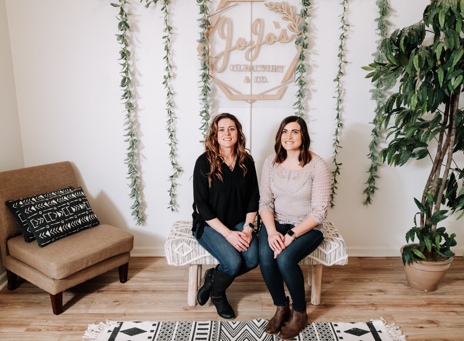 Portrait of Holly Ward, left, and daughter Abby Ward owners of JoJo's OlFactory Co., 36 W Canal St, Wabash, IN 46992.