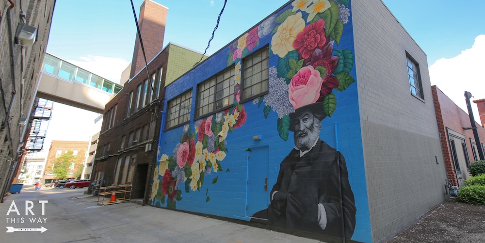 A Walt Whitman mural was painted by Tim Parsley, a University of Saint Francis School of Creative Arts faculty member and his students on a building at 128 W. Wayne St.
