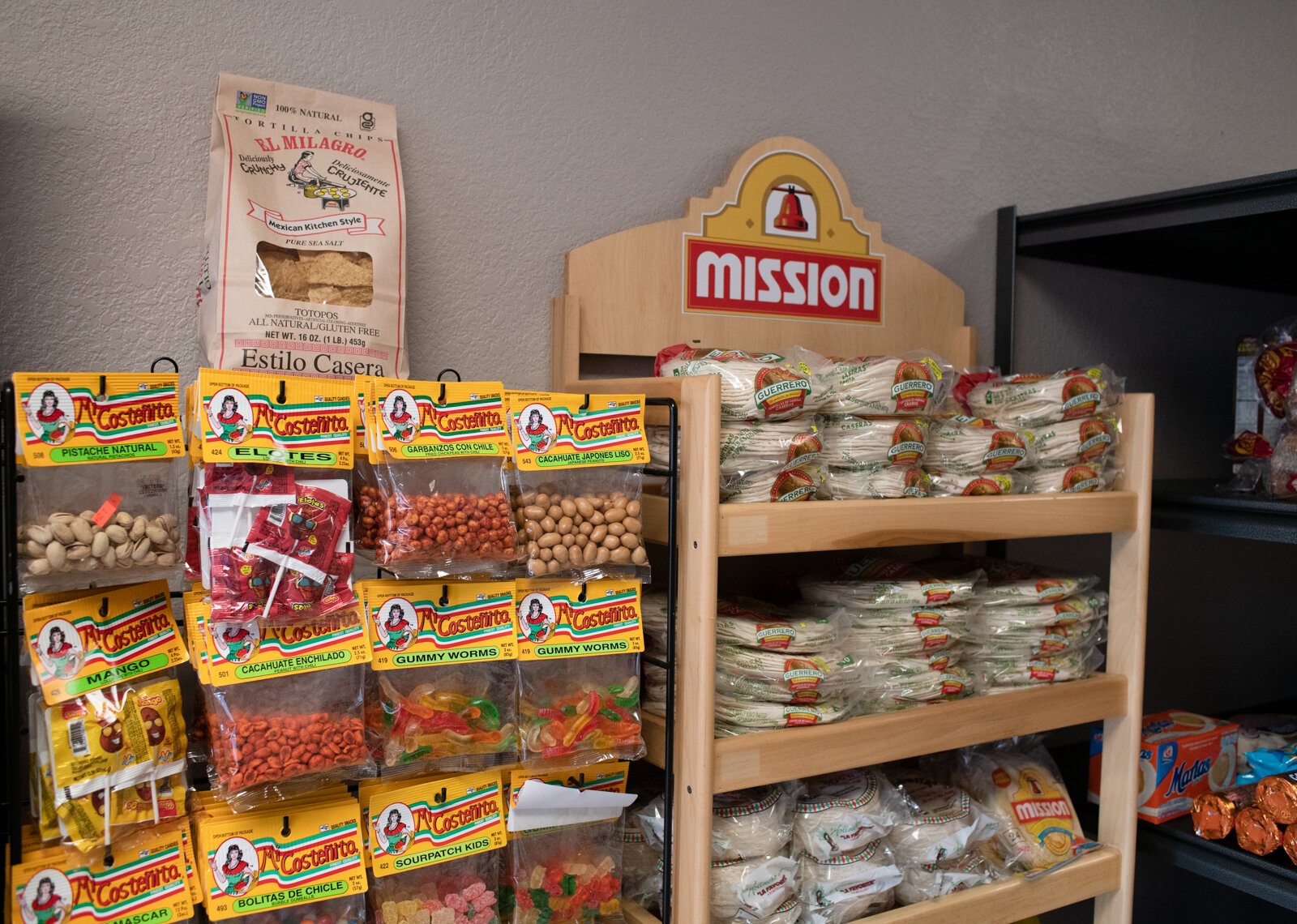 Spices and other Mexican foods like tortillas line the wall at Zion, a new market at 2312 S. Calhoun St.
