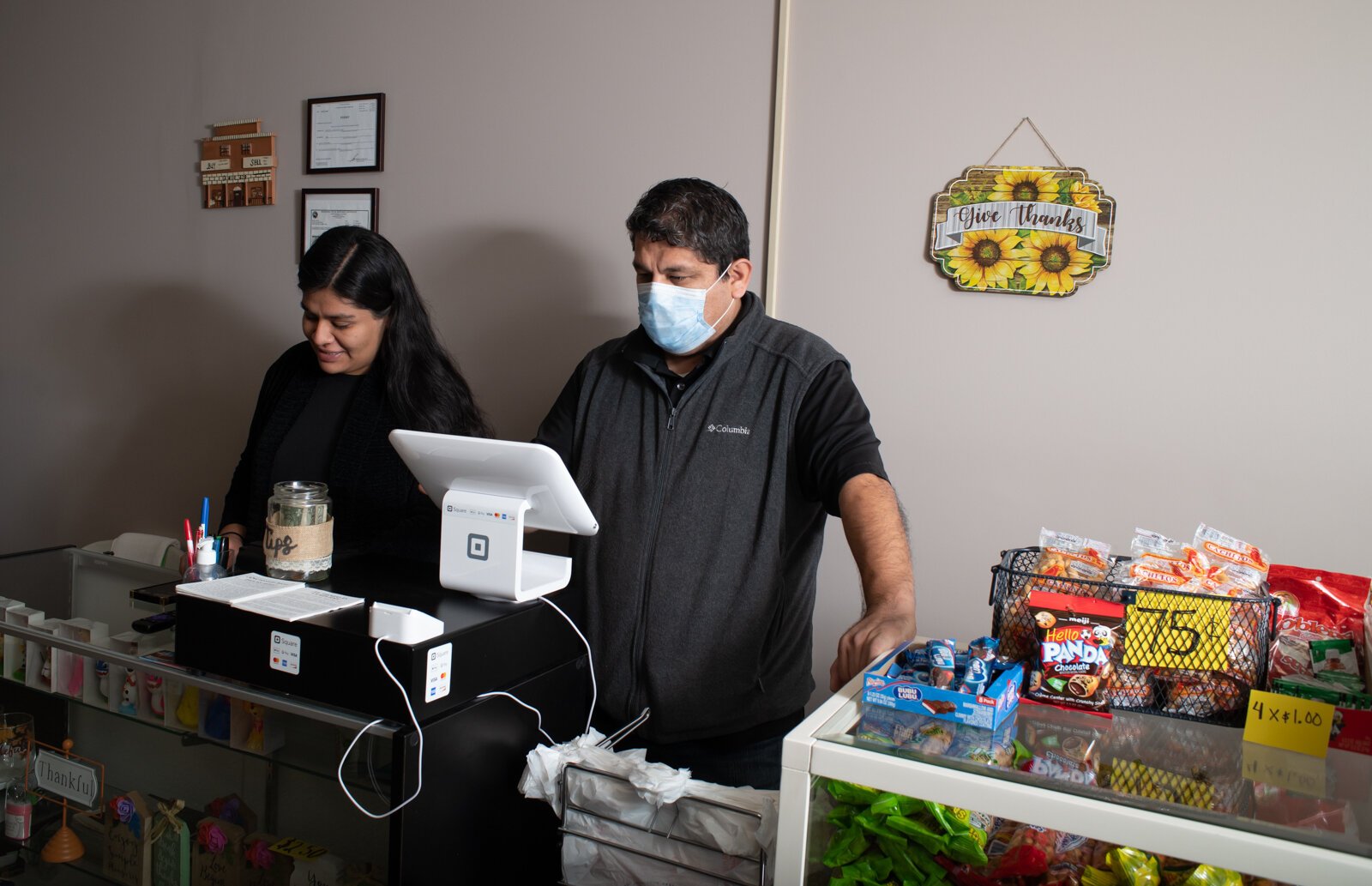 Judith Peña and her father Carlos Peña work together inside their shop Zion, 2312 S. Calhoun St.